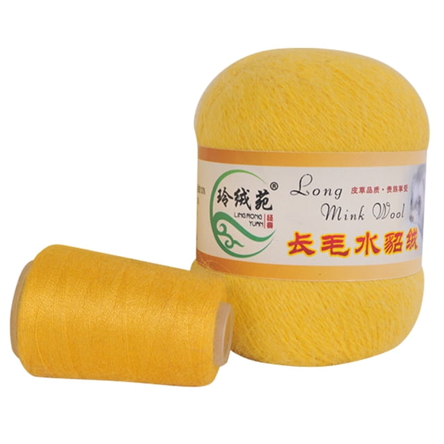 Injueey 2 pack/lote de accesorios propios de punto de ganchillo y accesorios propios con hilo suave y duradero, hilo de lana para bufanda Tela de costura y artesanía amarillo