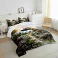 thumbnail image 3 of jejeloiu Colorful Graffiti Flowers Queen Comforter Set,Country Farmhouse Lodge Bedding Sets,Oil Painting Art Bedding Comforter Set For Teens,Breathable Home Decor,3-Piece, 3 of 8