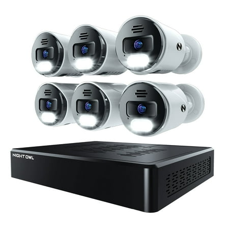 Night Owl Power over Ethernet 12 Channel NVR Security System with 2TB Hard Drive and 6 Wired IP 4K Deterrence Cameras