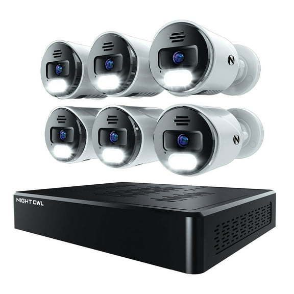 Night Owl Power over Ethernet 12 Channel NVR Security System with 2TB Hard Drive and 6 Wired IP 4K Deterrence Cameras