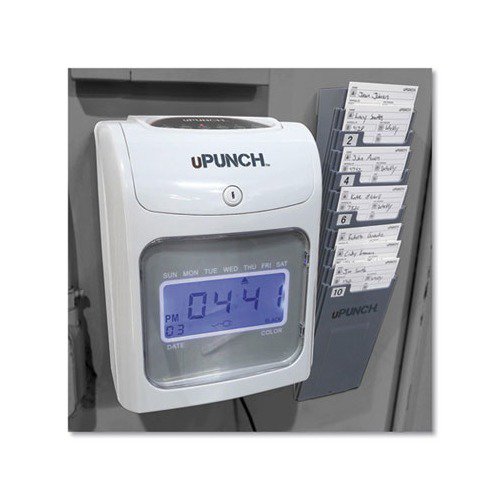 UB2000 Electronic Calculating Time Clock Bundle LCD Display, Gray