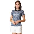 thumbnail image 1 of Unique Bargains Blouse en Dentelle à Col Contrastant Transparent pour Femmes, 1 of 6