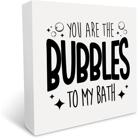 Cskhip Bathroom Saying Wood Box Sign Desk Decor You are the Bubbles to My Bath Wood Block Sign Desk Sign Home Shower Room Restroom Decor 5" x 5"