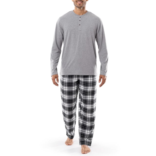 Pijama para Hombre IZOD Conjunto de Jersey Henley y Pantalón de Franela XL