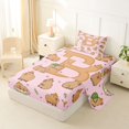 thumbnail image 2 of Manfei Sweet Capybara Twin Sheets,Cartoon Letter B Bedding,Pink Brown,3 Pieces, 2 of 6