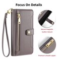 thumbnail image 3 of SaniMore for Samsung Galaxy S22 Ultra Case, with Kickstand [Shoulder & Wrist Strap] Flip Zipper Wallet Cash & Card Slots PU Leather TPU Interior Full Body Protection for Samsung S22 Ultra, Gray, 3 of 9