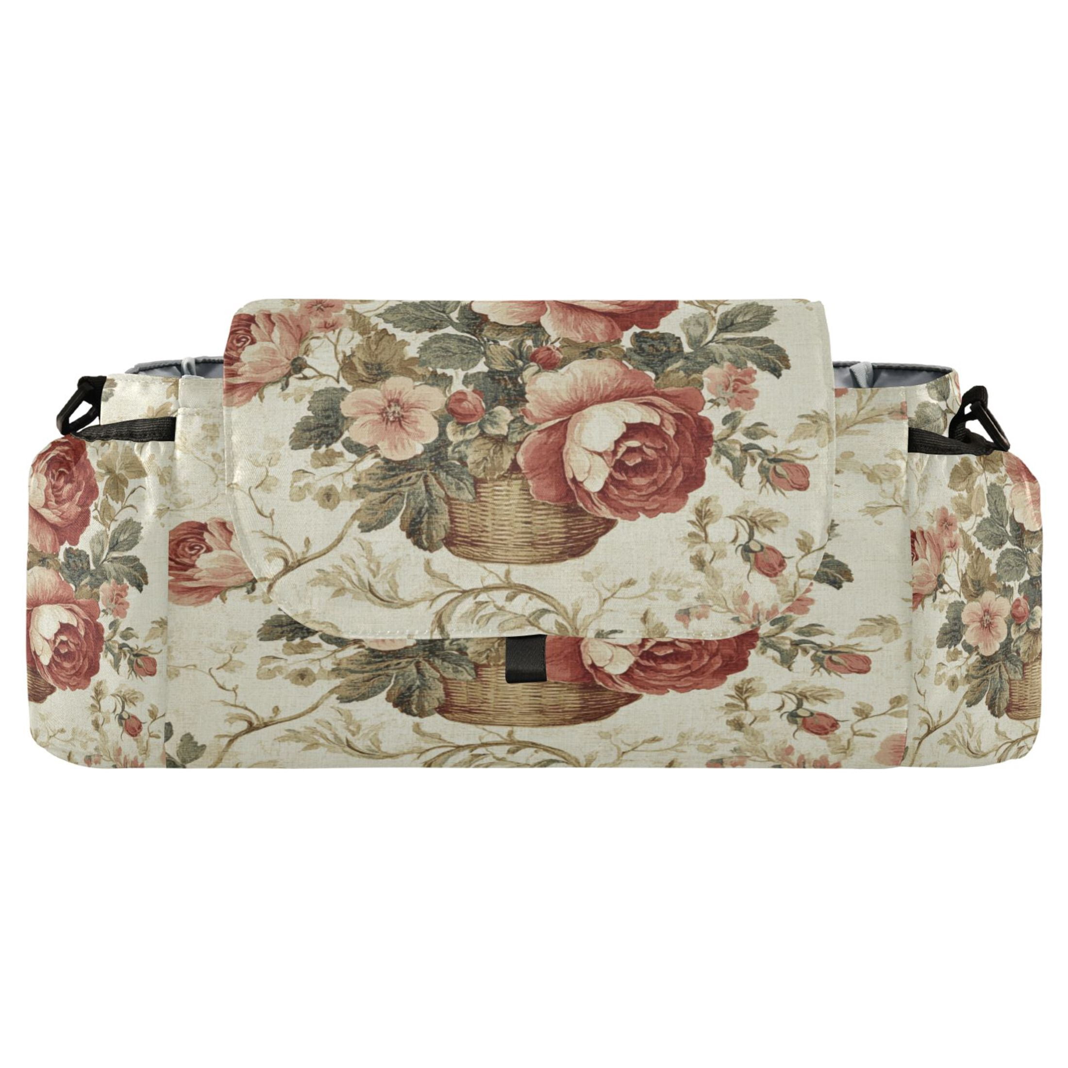 DIXRUYEE Stroller Organizer Vintage Rose Bouquet Printed