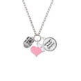 thumbnail image 2 of Delight Jewelry Silvertone Antiqued Plumeria Flowers Spinner - Light Pink Heart Nurse Strong Zoe Necklace, 2 of 4