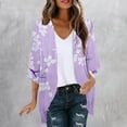 thumbnail image 2 of yoeyez Lightweight Cardigans for Women Floral Print 3/4 Sleeve Kimono Cardigan Loose Cover Up Casual Summer Beachwear 2026 Purple,L, 2 of 6