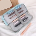 thumbnail image 5 of Large Pencil Pouch with 2 Zippered Compartments, Oxford Fabric Pencil Case with Minimalist Solid Design for Office Desk Travel Storage, 9 Inch, 5 of 7