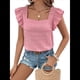 thumbnail image 2 of Top de Mujer con Cuello Cuadrado y Volantes de Corta, Color Rosa, Talla XL, 2 of 10