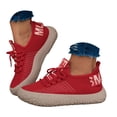 thumbnail image 3 of YLYL Womens Stripe Knit Sneakers Lace up Breathable Mesh Thick Sole Walking Shoes for Casual Wear, 3 of 9