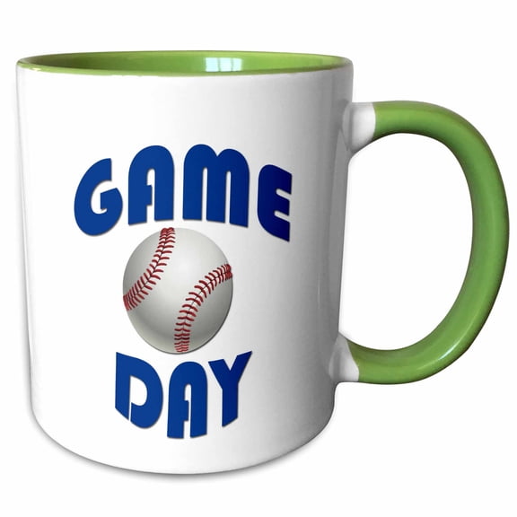 3drose, Game Day. Baseball., 15oz Two-tone Green Mug