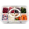 thumbnail image 2 of Portable Snackle Box Container, Divided Serving Tray with Lid and Handle, 8 Compartment Snack Platters for Candy, Veggie, Fruit, Nuts, Charcuterie, Perfect for Party, Road Trips, Picnics, Traveling, 2 of 6