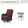 thumbnail image 2 of Planntonneo 3-Piece Wicker Patio Conversation Set - Swivel Rocker Chairs and Side Table with Removable Olefin Cushions for Garden/Patio/Deck, Brown/Red, 2 of 12