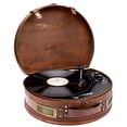 thumbnail image 1 of ClearClick - Tocadiscos para maleta vintage con Bluetooth y USB, estilo retro clásico de madera, 1 of 5