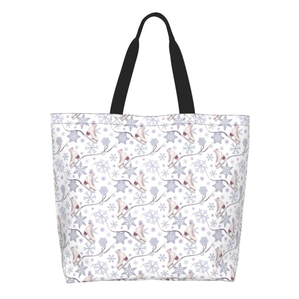 Easygdp Elegant ice skates snowflakes Bolsas Tote para Mujer, Bolsos de Hombro para Viaje, Bolsos de Mano de Gran Capacidad para Compras y Trabajo