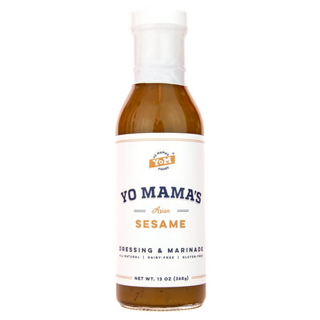 Gourmet Natural Asian Sesame Dressing and Marinade by Yo Mama's Foods - Low Carb, Low Sodium, Gluten-Free, and made from Real non-GMO