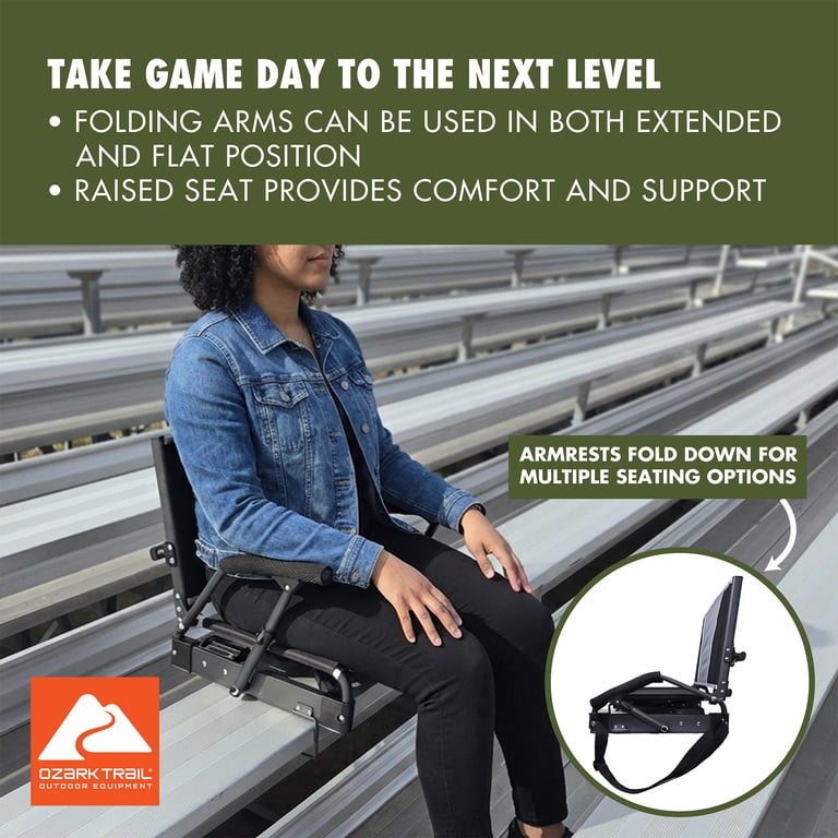 Ozark Trail Collapsible Hard-Arm Stadium Seat, Black - Walmart.com