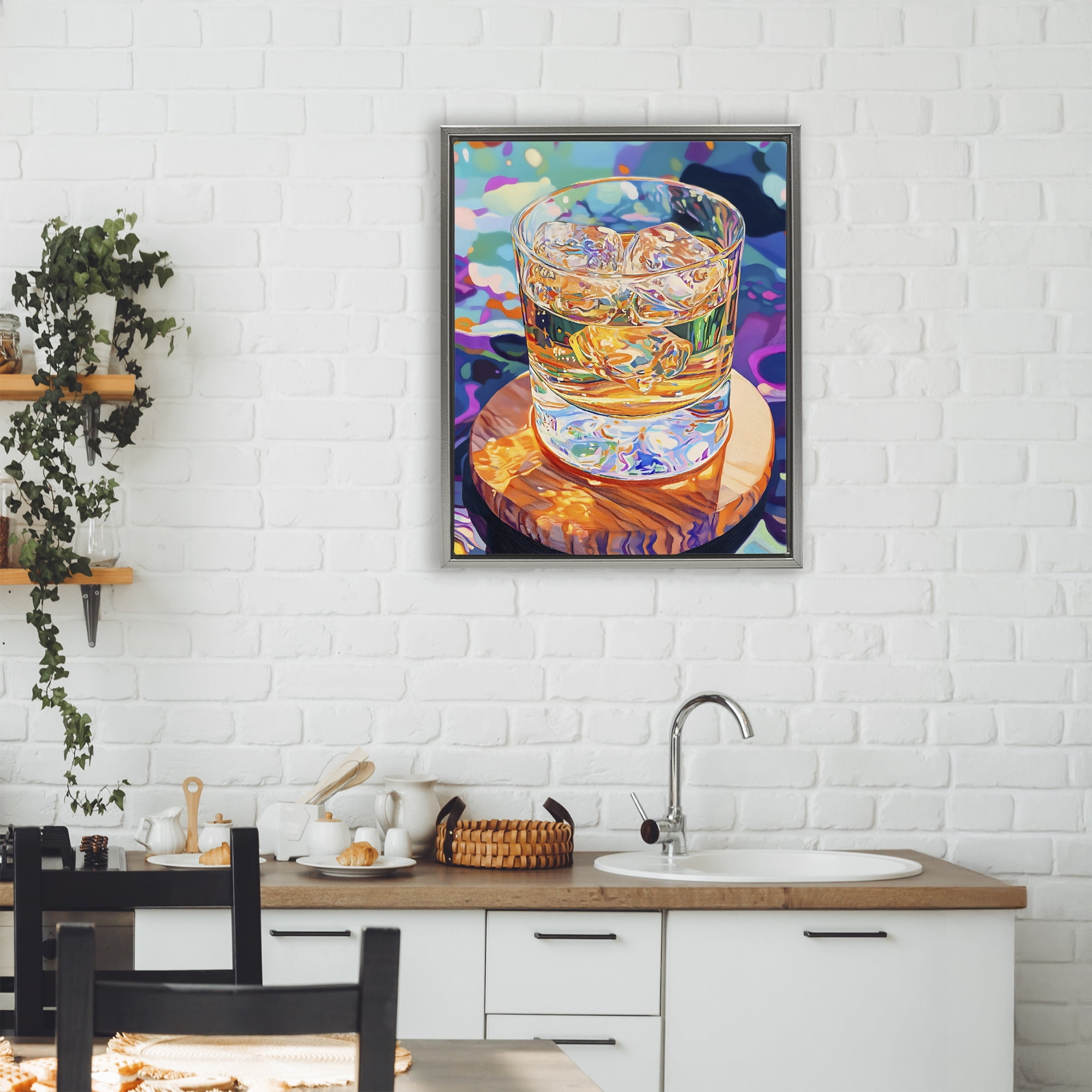 Stupell Industries Ice Cold Glass Reflections Gray Framed Floater Canvas Wall Art, design by Creative Studio