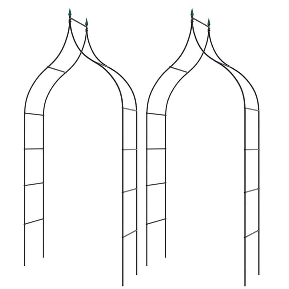 Costway 2 PCS Garden Arbor with Multiple Side Crossbars Powder-coated Metal Tubes