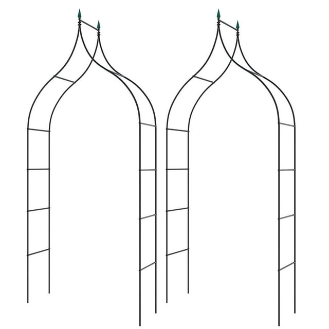 Costway 2 PCS Garden Arbor with Multiple Side Crossbars Powder-coated Metal Tubes