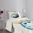 thumbnail image 3 of Ambesonne Bowling Party Quilted Bedspread Set 2 Pcs, Ball with Crown, Twin Size, Sky Blue Black Beige, 3 of 5