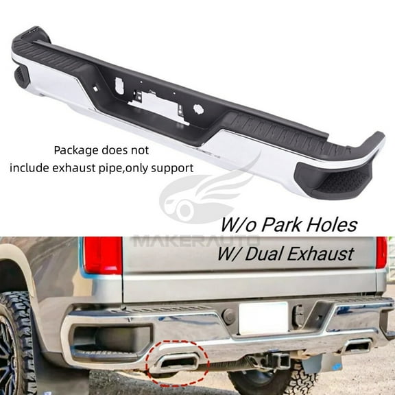 Rear Bumper Assembly Fits For Chevy Silverado GMC Sierra 1500 2019-2023 Chrome