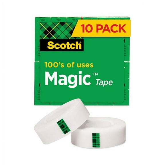 Scotch-Magic Tape Value Pack, 1" Core, 0.75" x 83.33 ft, Clear, 10/Pack