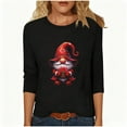 thumbnail image 6 of Feancey 3/4 Sleeve Tunic Tops for Women Plus Size Casual Valentine Shirt Funny Gnome Printed Crewneck Tees Loose Fit Dressy Work Blouse Black 3XL, 6 of 6