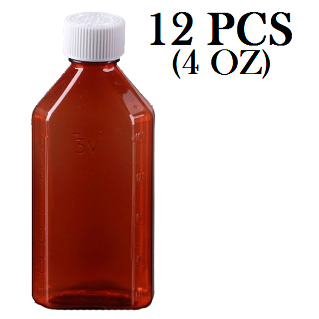 BioRx Sponix Oval Plastic Bottles 4oz, Amber, CR caps 12 pcs