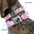 thumbnail image 2 of Buckle-Down Pet Collar, Dog Collar Metal Seatbelt Buckle, Bandana Skulls Pink White, 15 to 24 Inches 1.0 Inch Wide, 2 of 8