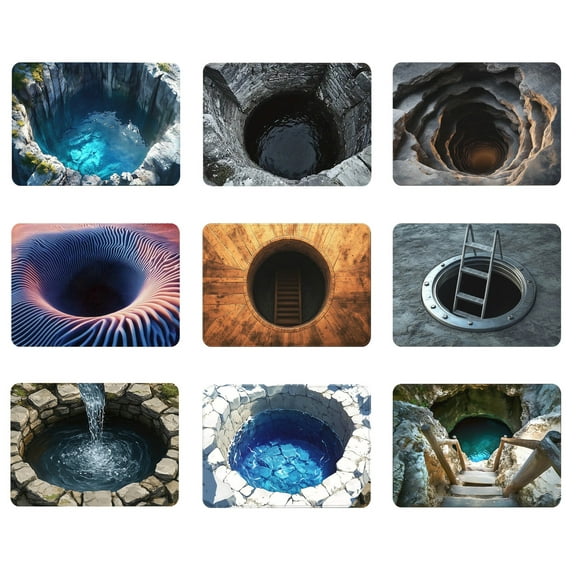 3D Optical Illusion Rug Bottomless Hole Illusion Rug for Door Non- Area Rug for Living Room, Bedroom, Office Front Door Funny Home Decorative Mat Washable 23.62" X 15.75" E