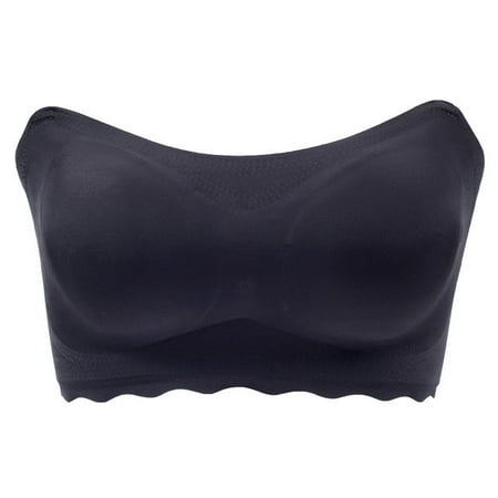 

EHTMSAK Women s Tube Top Bandeau Seamless Comfy Tube Top Strapless Bandeau Bra Black 7XL