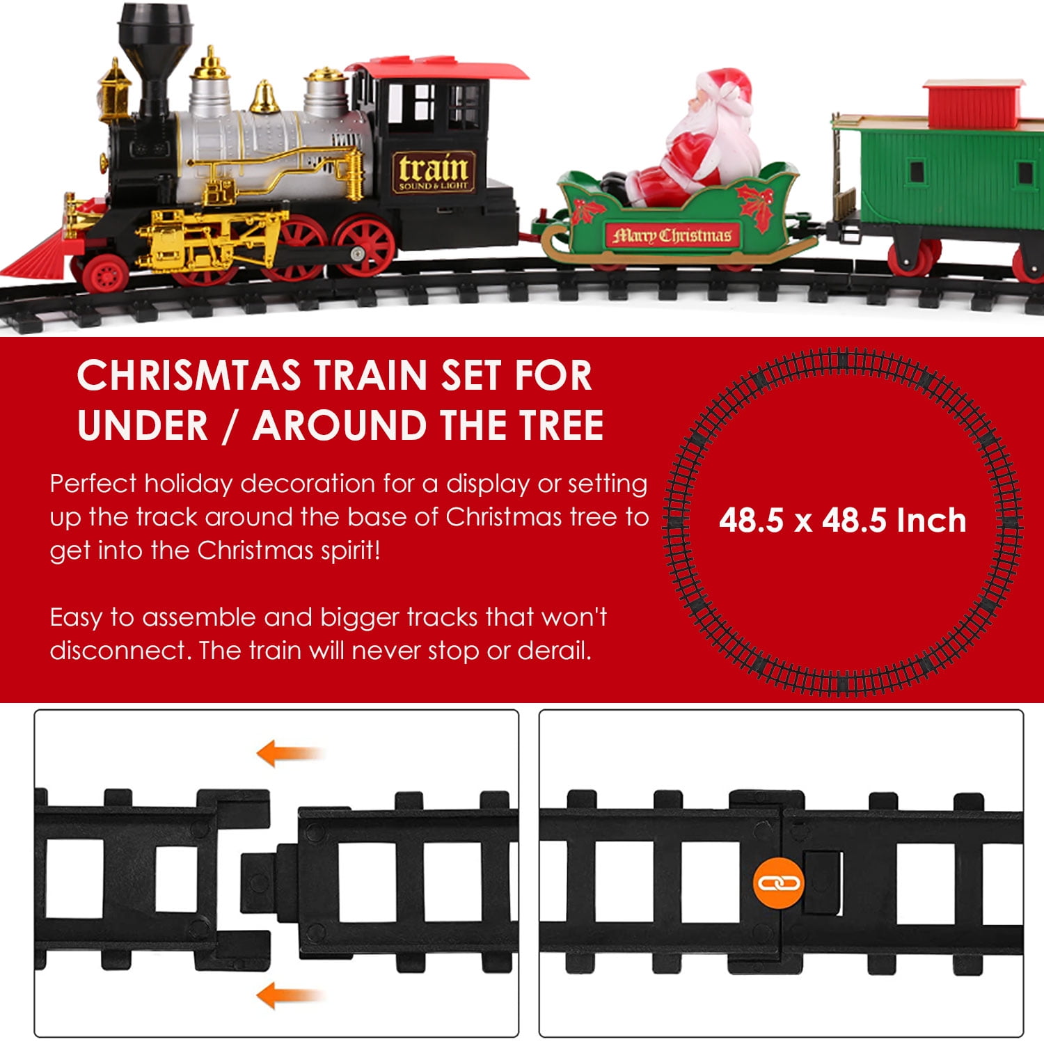 Christmas Train Set for Under The Tree with Real Smoke Lights and