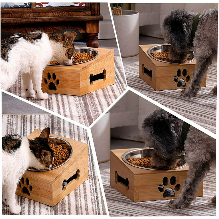 Coyacool Elevated Cat Bowls - Bamboo Tilted Adjustable Raised Dog Bowl Food  and Water Bowls Stand Feeder for Small Dogs Cats with 2 Dishwasher Ceramic  Bowls - Meet All Pets Feeding Needs. - Yahoo Shopping