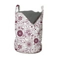 thumbnail image 1 of Floral Laundry Bag, Exquisite Floral Inspired Vibrant Toned Branch Blush Baroque Curls Image, Hamper Basket with Handles Drawstring Closure for Laundromats, 13" x 19", Maroon Rose, by Ambesonne, 1 of 4