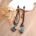 thumbnail image 7 of Boho Long Tassel Dangle Earrings for Women with Shell and Leaf Drop Bronze Fringe Feather Brown Earrings for Country Concert Western Jewelry, 7 of 7