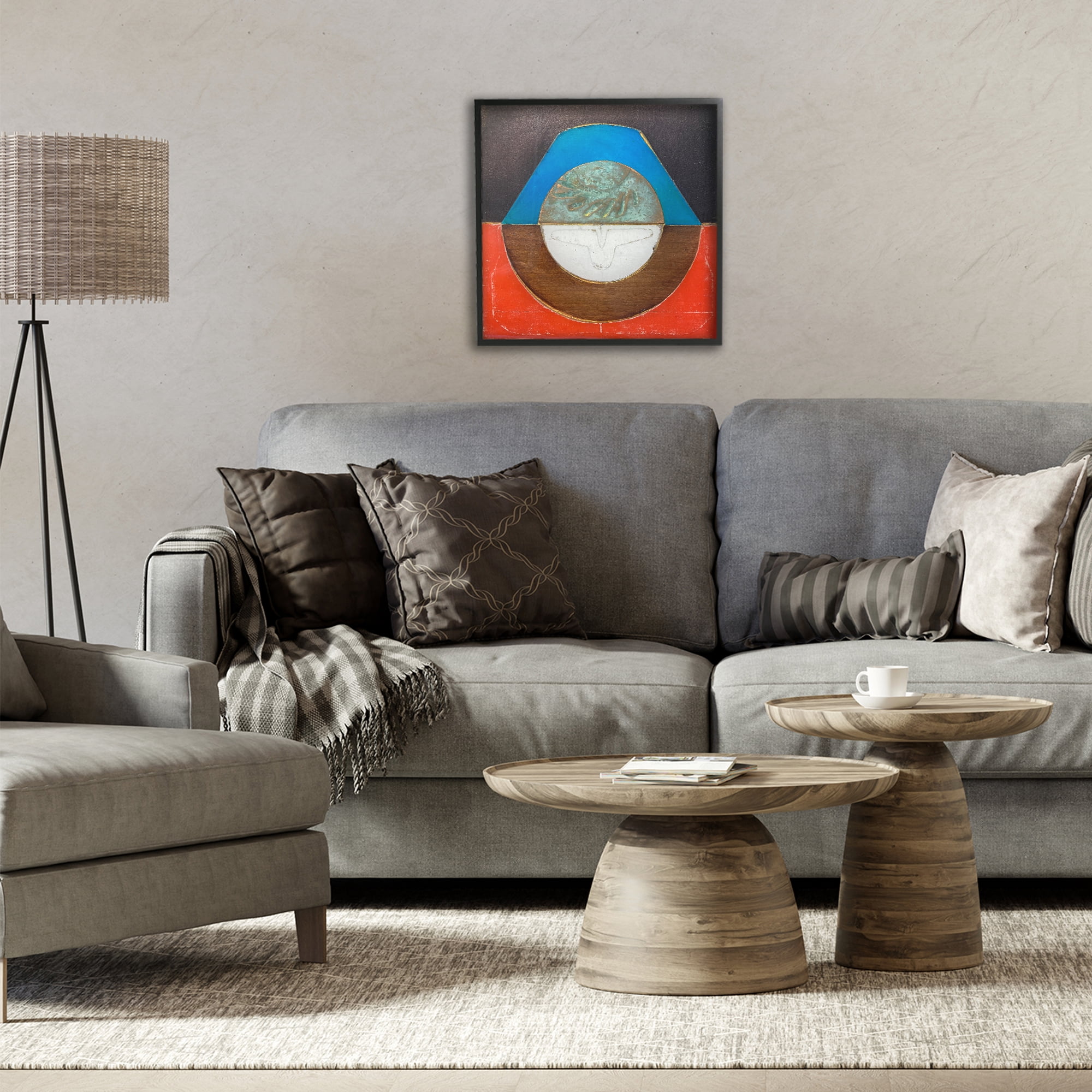 Stupell Industries Round Rustic Symmetry Black Framed Giclee Art, design by Matthew Finger