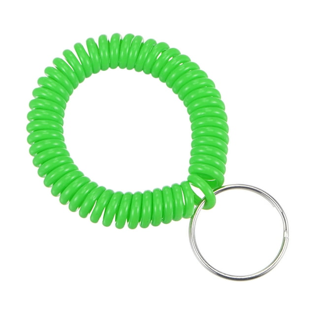 Unique Bargains Porte-Clés Spirale Extensible en Plastique, Vert 5 Pack
