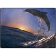 thumbnail image 3 of GZHJMY Ocean Dolphin Non Slip Area Rug for Living Dinning Room Bedroom Kitchen, 4' x 5'(48 x 63 Inches / 120 x 160 cm), Jumping Dolphin Nursery Rug Floor Carpet Yoga Mat, 3 of 6