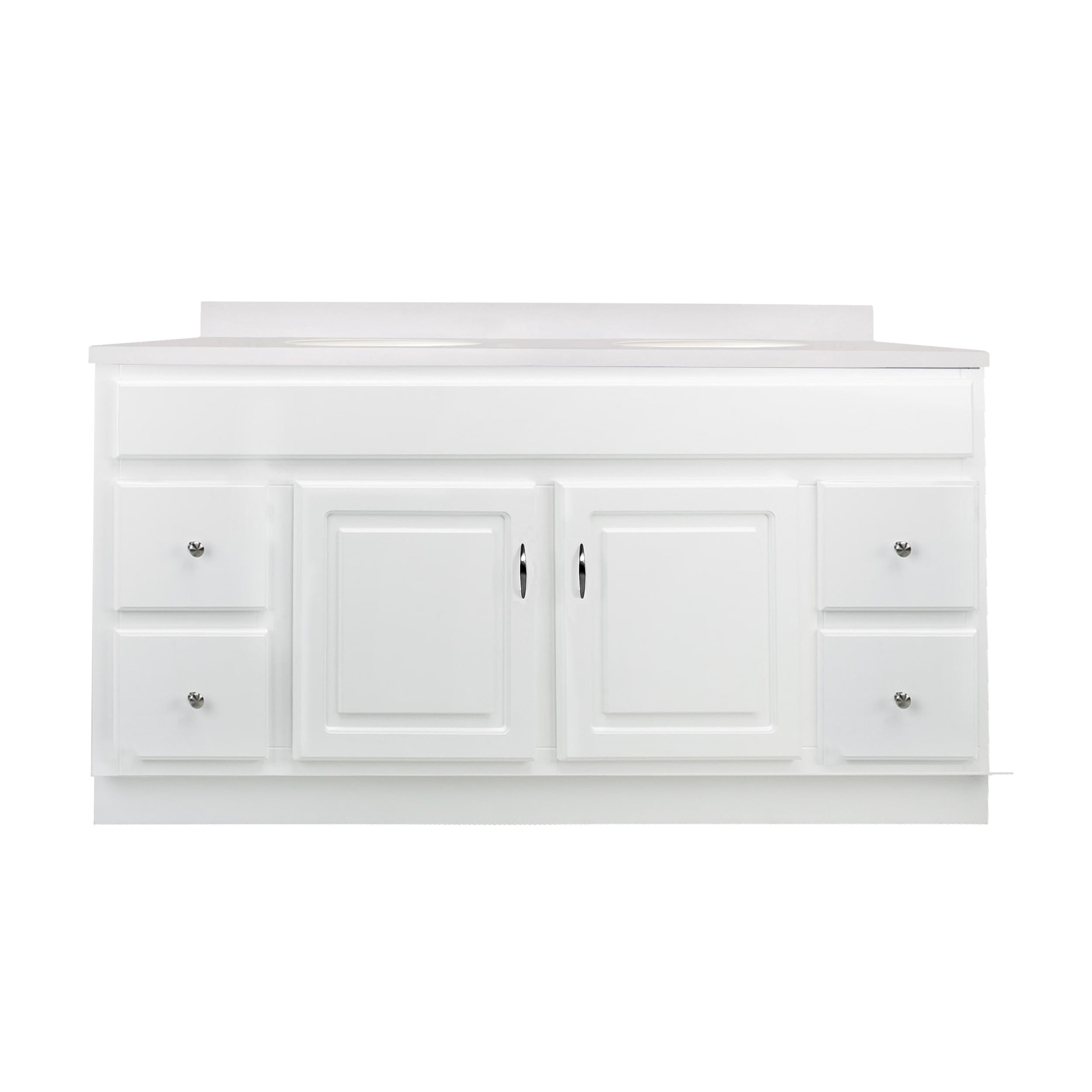 Concord 61 Inch Solid Wood Bathroom Vanity with Top, Ready to Assemble, White – Design House, 592782