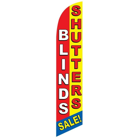 Blinds Shutters Sale Advertising Feather Banner Swooper Flag Sign with Flag Pole Kit and Ground Stake