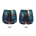 thumbnail image 3 of Balery Starry Sky Moon Wolf Leader Pantalones cortos deportivos para mujer con forro y dos bolsillos, elásticos, para entrenamiento, gimnasio, yoga-X-Large, 3 of 7