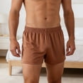 thumbnail image 4 of Calzoncillos bóxer elásticos de cintura media para hombre, transpirables, con costuras suaves, de seda helada, de color puro, para dormir, uso diario., 4 of 8