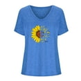 thumbnail image 6 of Women's Sunflower T Shirts Cotton Blend Summer Cute Graphic Short Sleeve Tees V Neck Letter Print Casual Tops (S, Blue), 6 of 6