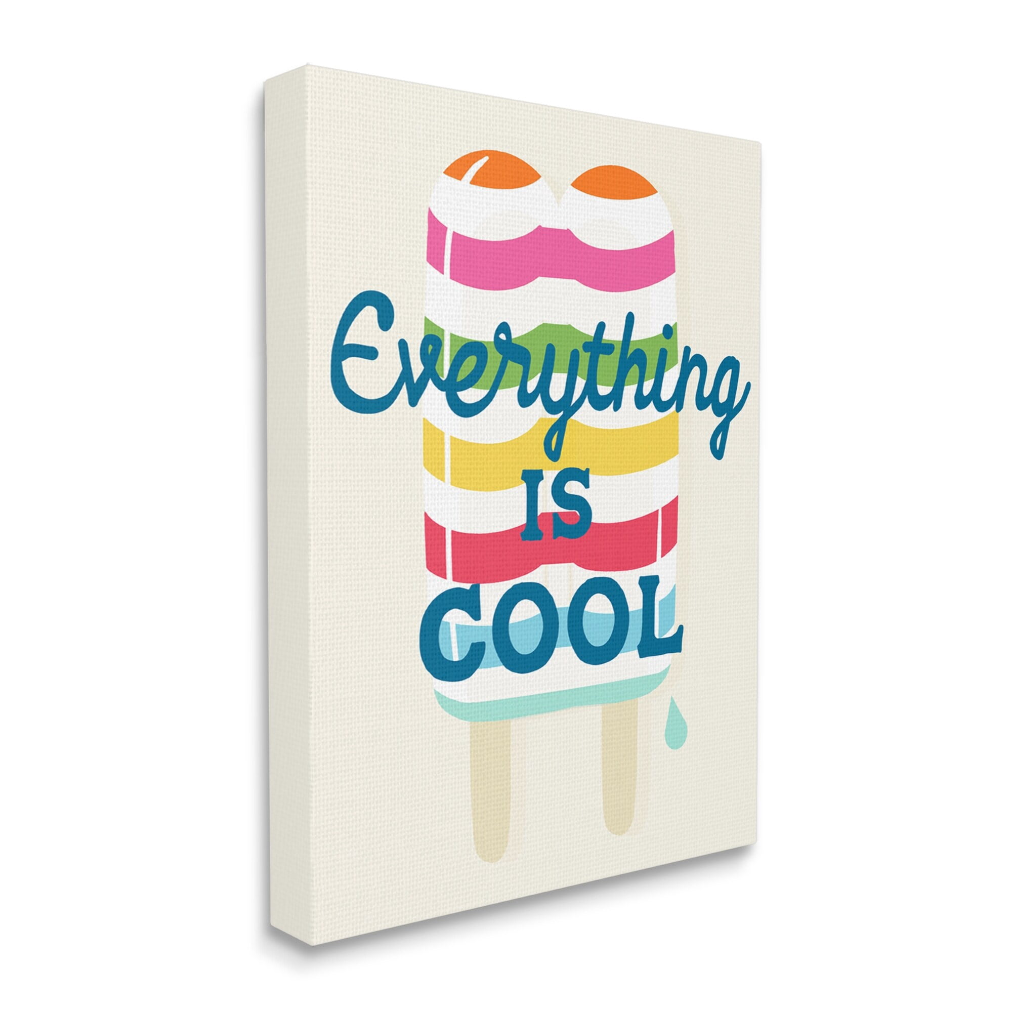 Stupell Industries Everything Is Cool Summer Striped Ice Pop Snack Graphic Art Gallery Wrapped Canvas Print Wall Art, Design by Daphne Polselli