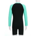 thumbnail image 6 of inhzoy Kids Girls One Piece Swimwear Long Sleeve Boyleg Swimsuit UPF 50+ Shorty Rash Guard Wetsuit Teal 14, 6 of 9