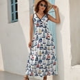 thumbnail image 5 of Blue, Red, Yellow Sailboat Pattern Dress Fashion Boho Beach Long Dresses Female Party Printed Maxi Dress, 5 of 9