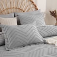 thumbnail image 3 of Sheet&Joy Comforter Full Size Set with Sheets Light Grey - 7 Pieces Bed in a Bag Full Chevron Tufted Complete Bedding Sets with Comforter, Sheets, Pillowcases & Shams, 3 of 7